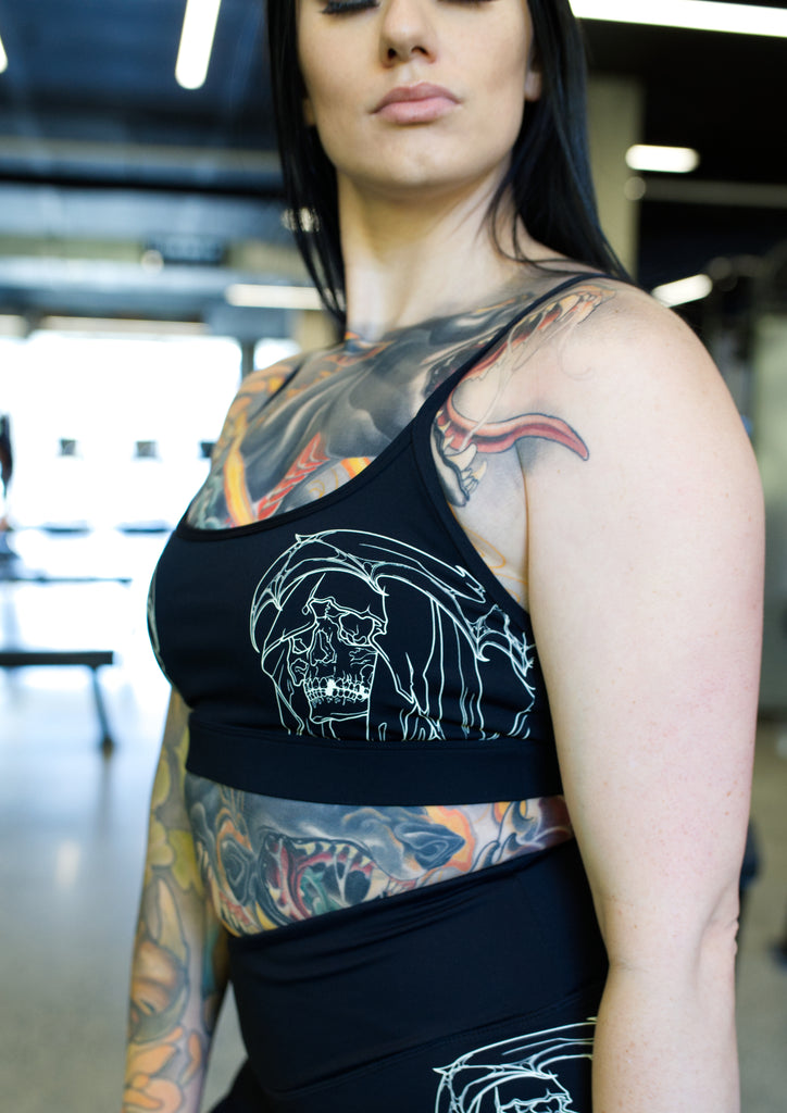 Tattoo style emo activewear for alternative girls