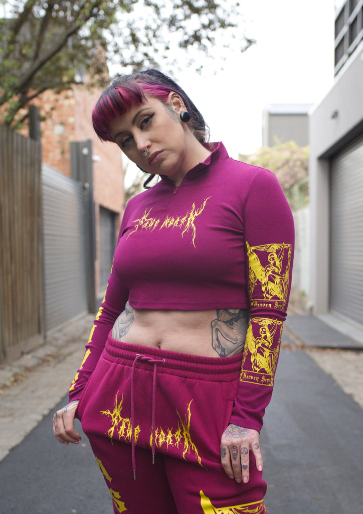 Wom ens alternative crop top with tattoo designs