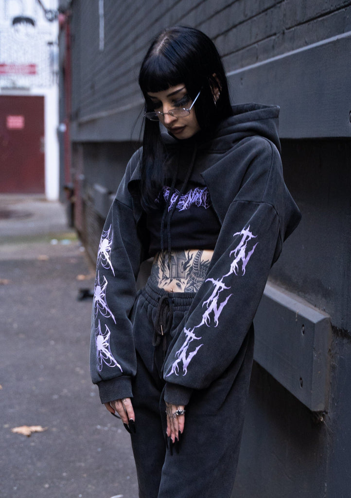 Women's super cropped hoodie inspired by the alternative tattoo scene  